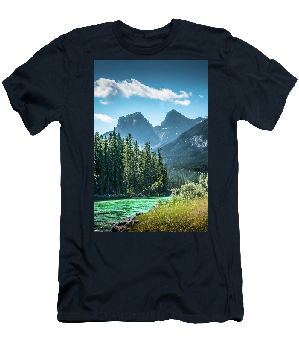 River T-Shirt featuring the photograph The Bow River at Canmore by Phil And Karen Rispin