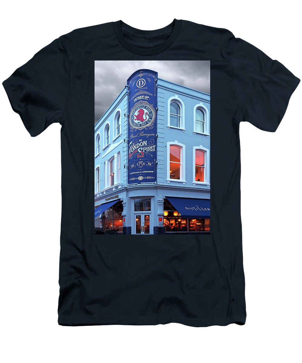 London T-Shirt featuring the photograph The Distillery Portobello Road London Spirit Gin House by Gill Billington