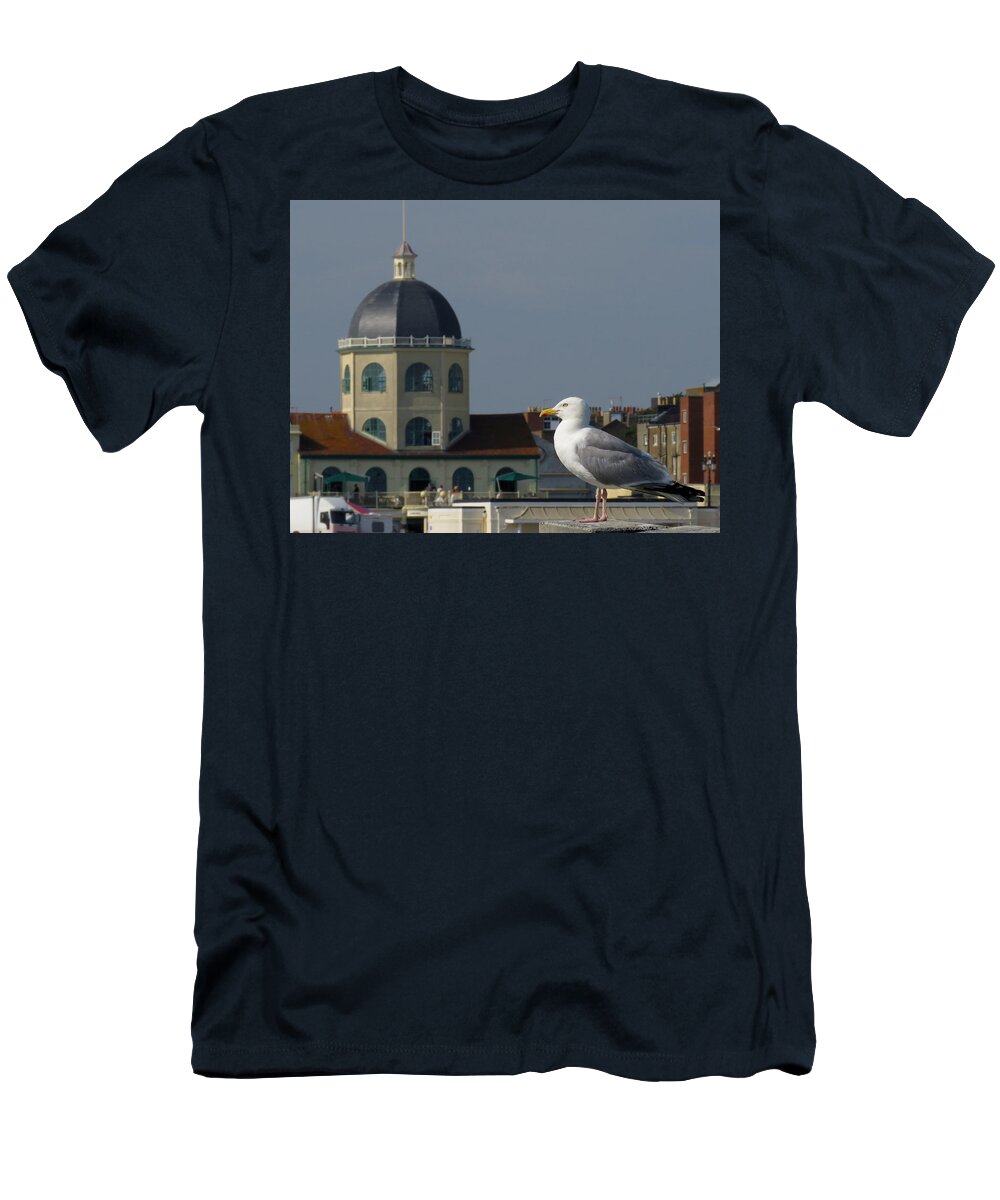 Gull T-Shirt featuring the photograph The Gull and the Dome by John Topman