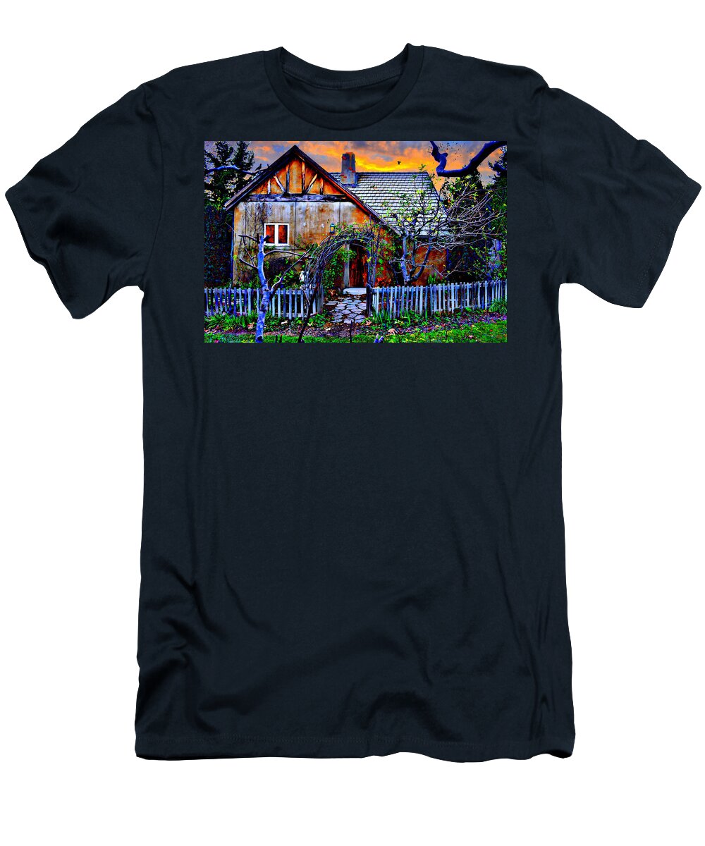 Cottage T-Shirt featuring the mixed media The Old Cottage by Glenn McCarthy Art and Photography