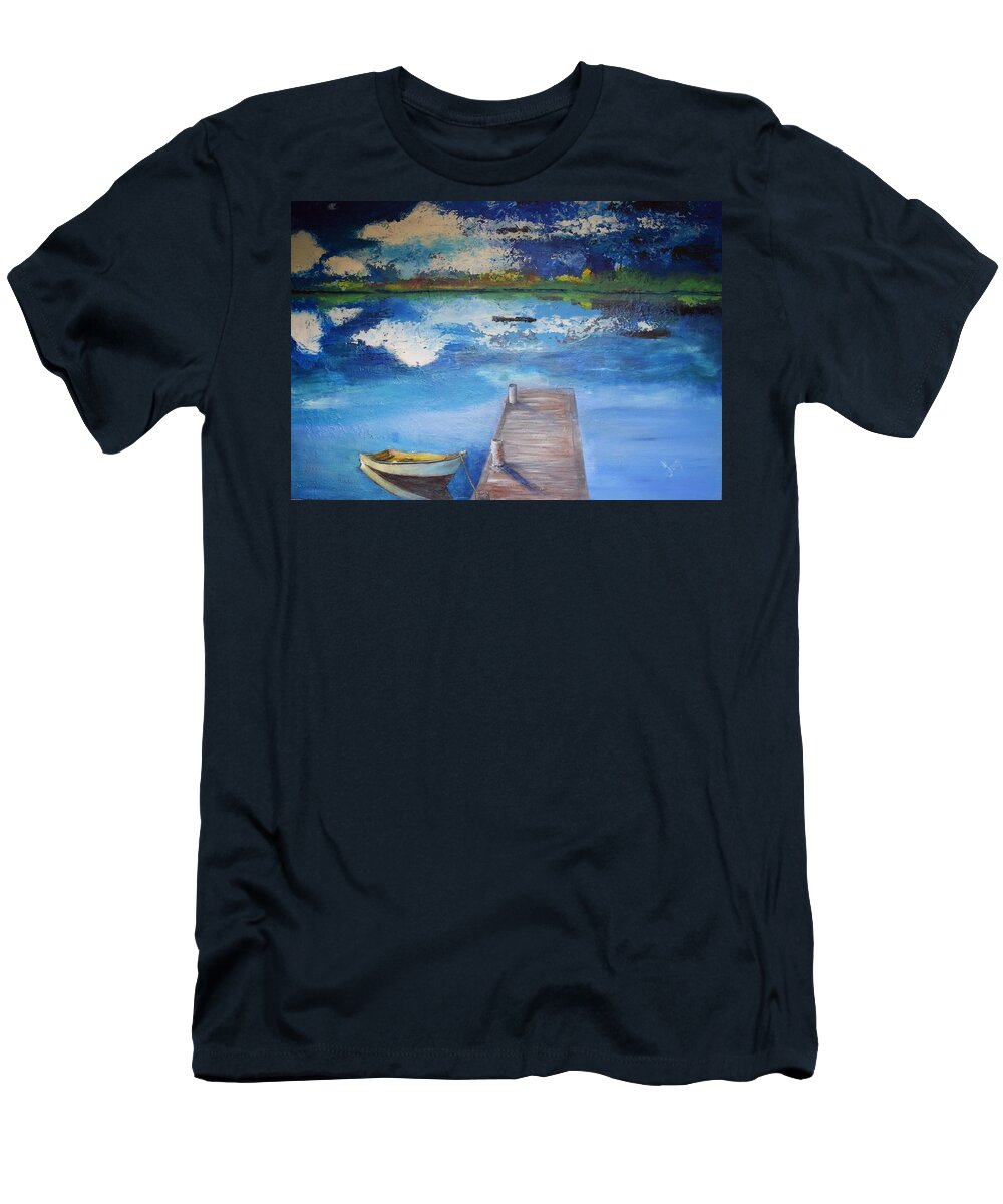 Boat T-Shirt featuring the painting The Rowboat by Gary Smith