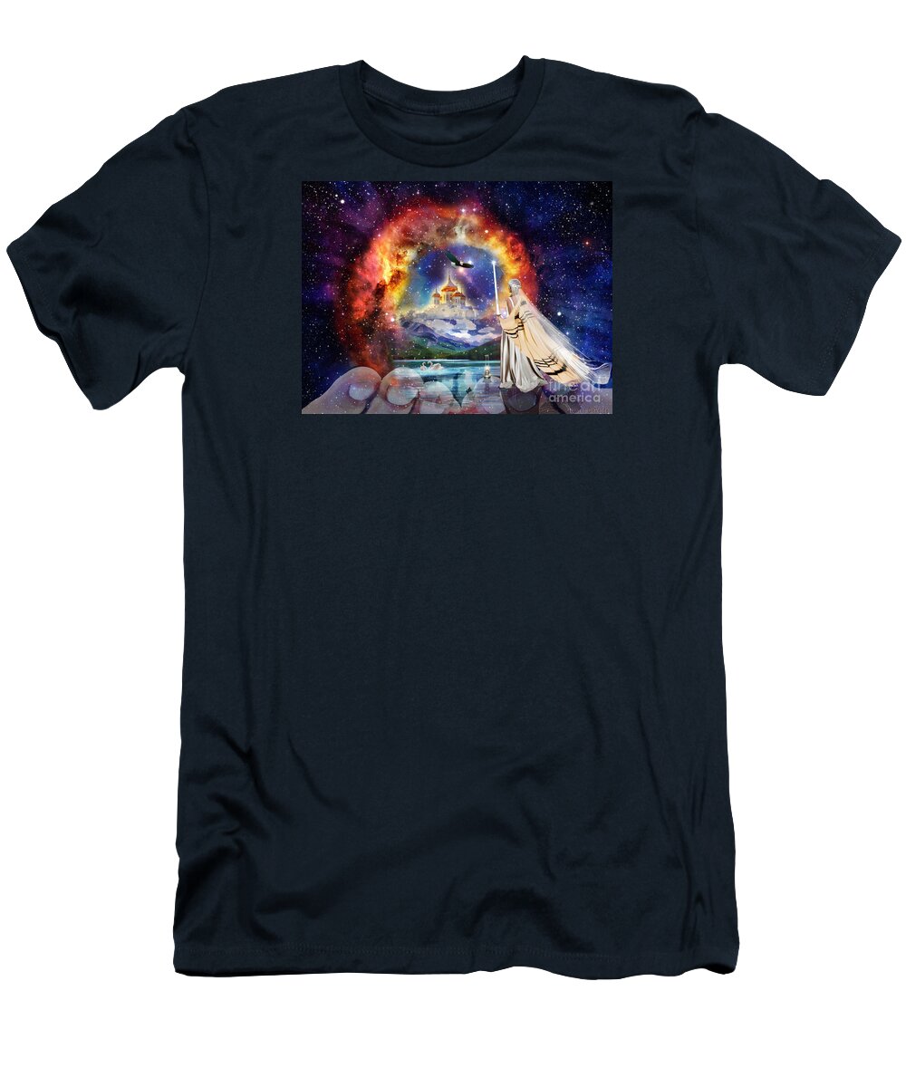 Bride Of Christ Oil Lamp Full Waiting Bride Hand Of God T-Shirt featuring the digital art The Shelter of Gods Love by Dolores Develde