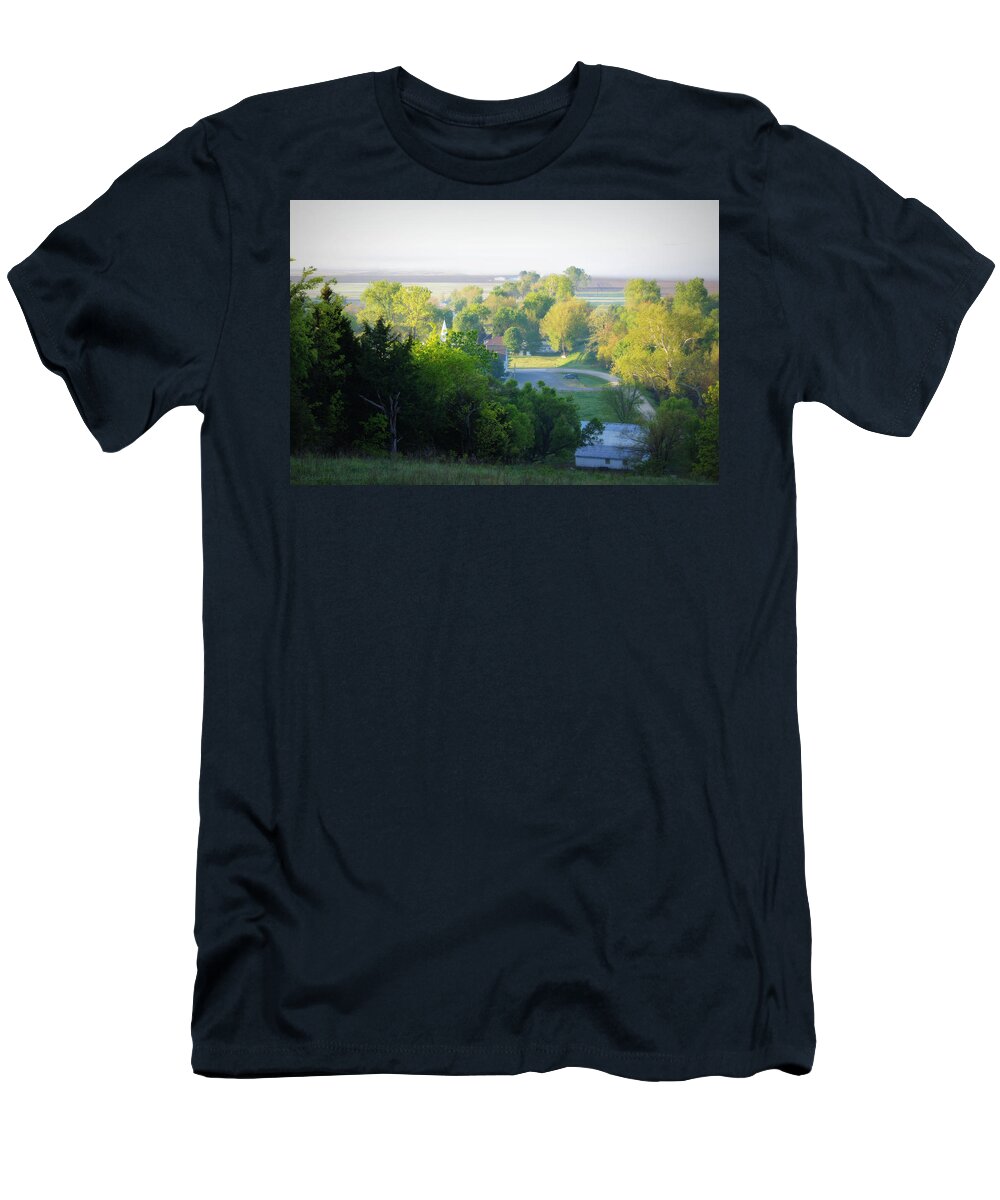 Hartsburg T-Shirt featuring the photograph The View From the Hill by Cricket Hackmann