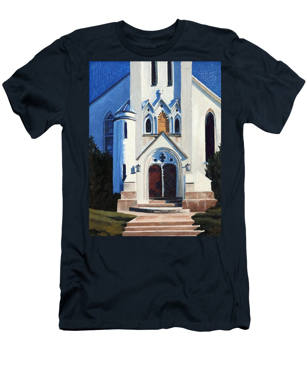 292 T-Shirt featuring the painting The White Church by Phil Chadwick