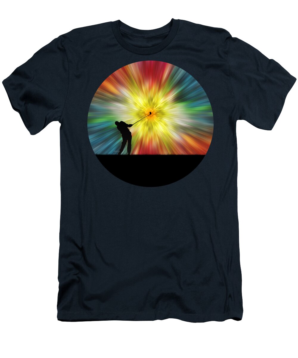 Tie Dye T-Shirt featuring the digital art Tie Dye Silhouette Golfer by Phil Perkins