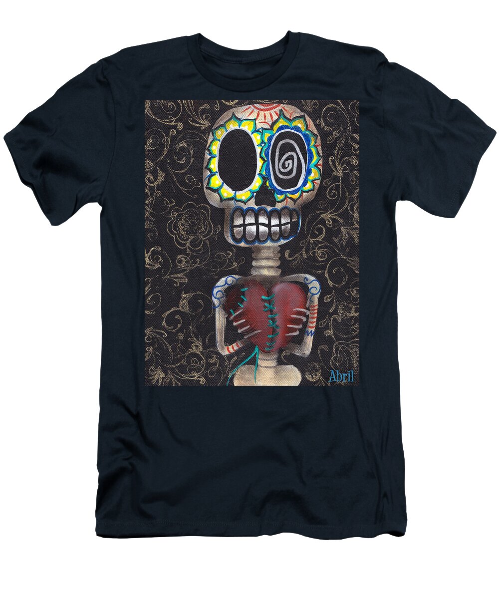 Day Of The Dead T-Shirt featuring the painting Toma mi Corazon by Abril Andrade