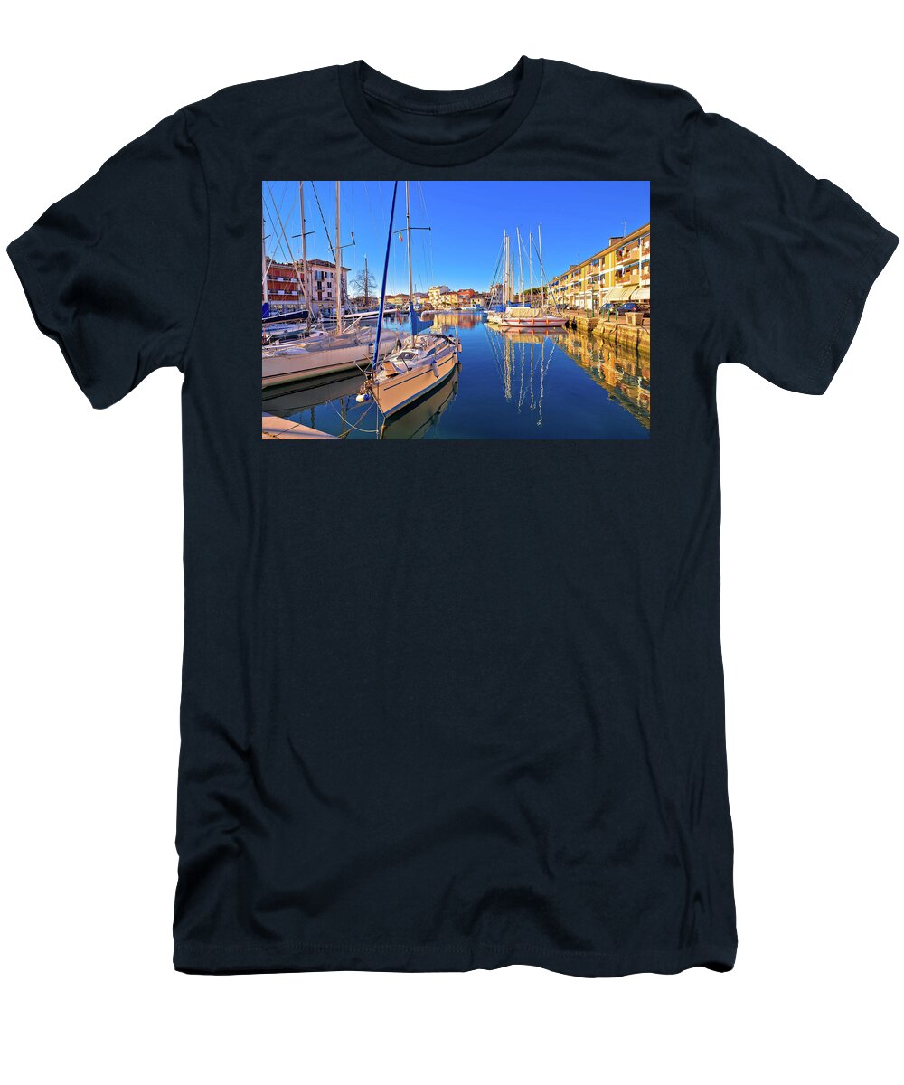 Grado T-Shirt featuring the photograph Town of Grado colorful waterfront and harbor view by Brch Photography