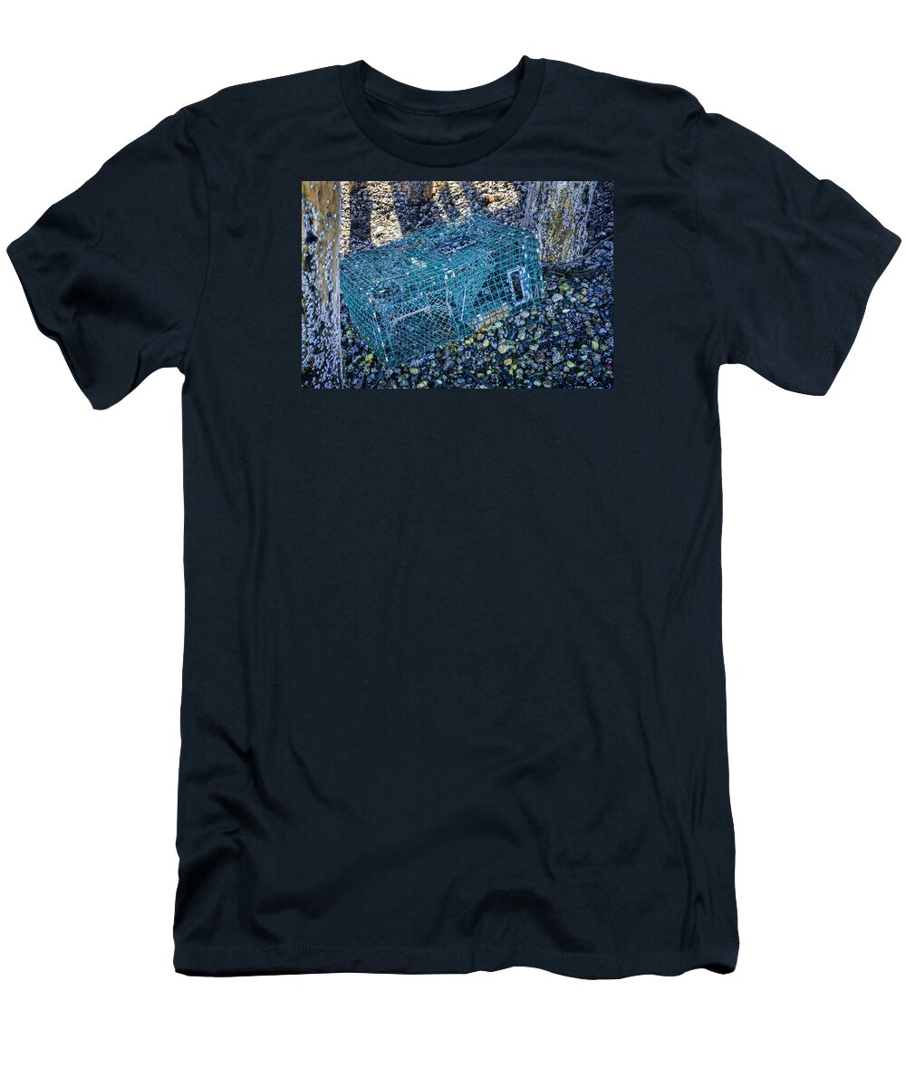 Maine Lobster Boats T-Shirt featuring the photograph Trap And Barnacles by Tom Singleton