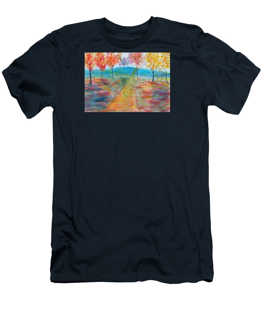 Autumn T-Shirt featuring the painting Trees of Autumn by Anne Sands