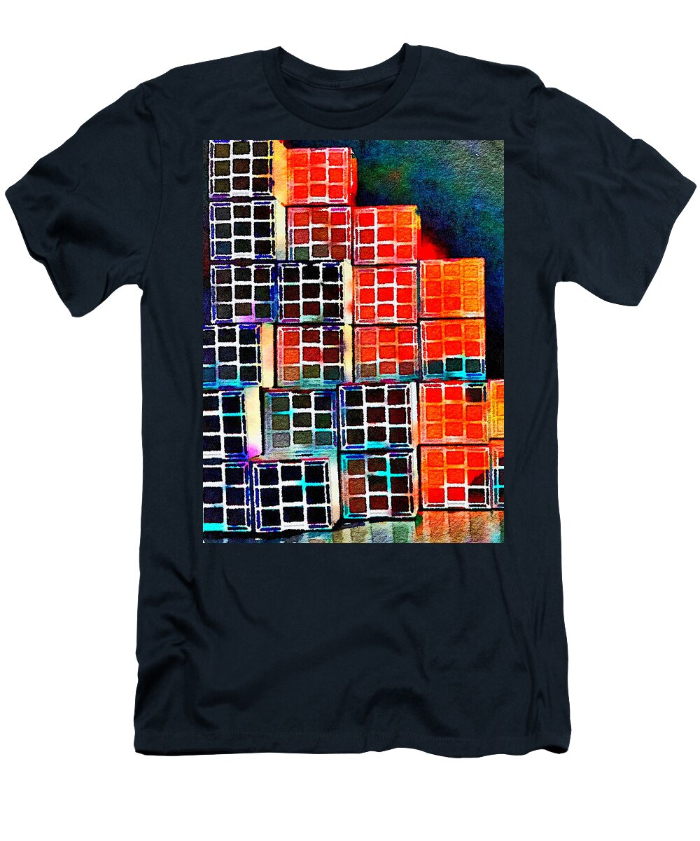 Stacked Colorful Boxes T-Shirt featuring the painting Twenty Four Boxes by Joan Reese