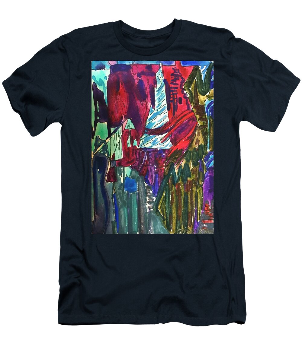 Abstract T-Shirt featuring the painting Valentine's Day by Angela Weddle