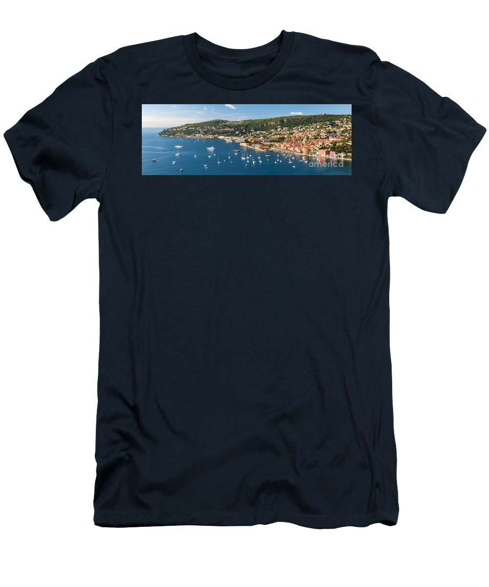 Villefranche-sur-mer T-Shirt featuring the photograph French Riviera panorama by Elena Elisseeva