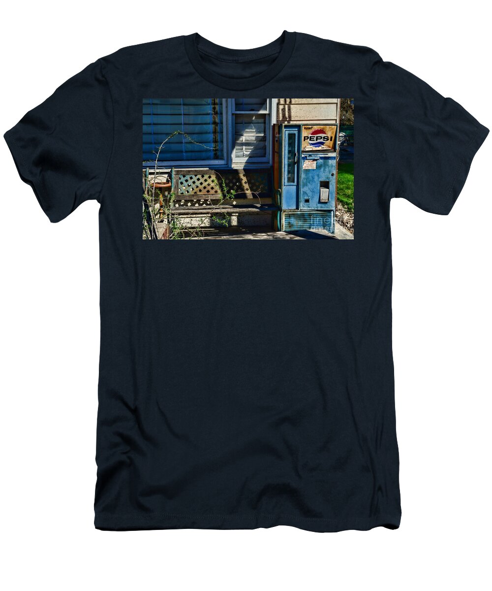 Pepsi T-Shirt featuring the photograph Vintage Pepsi Machine by the Bench by Paul Ward