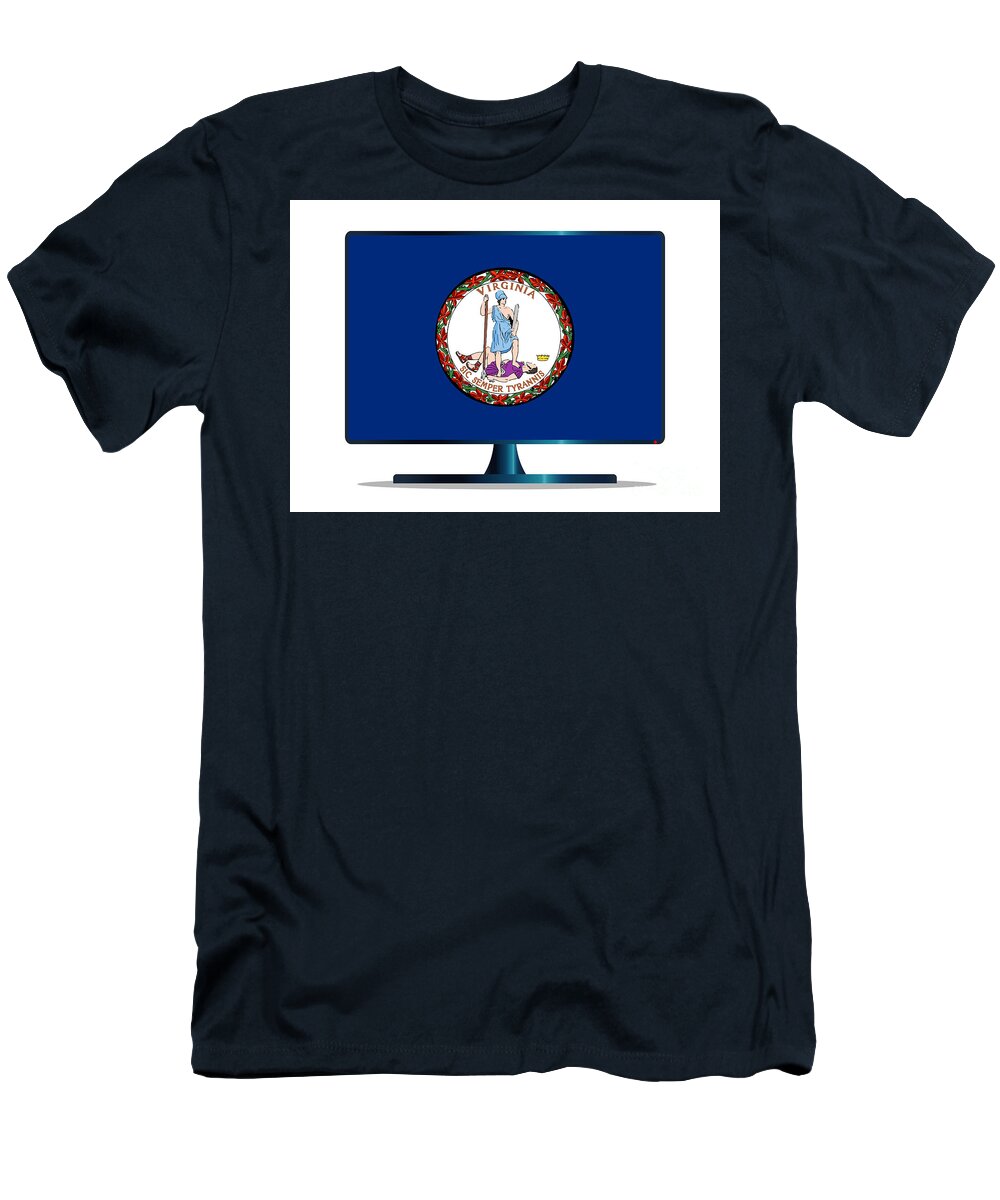 Virginia T-Shirt featuring the digital art Virginia Flag TV by Bigalbaloo Stock