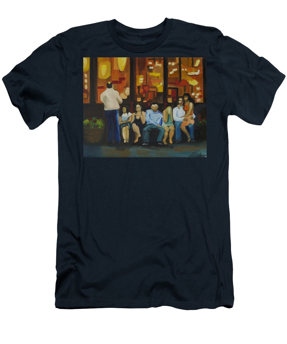 Red Bank T-Shirt featuring the painting Waiting on a Taxi by Patricia Arroyo