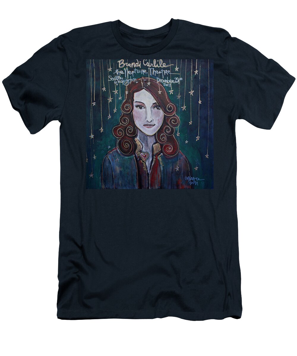 Brandi Carlile T-Shirt featuring the painting When The Stars Fall for Brandi Carlile by Laurie Maves ART
