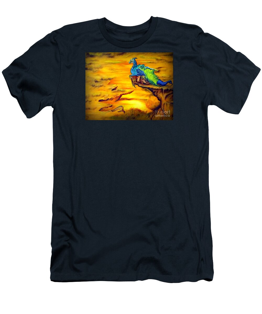 Dragons T-Shirt featuring the painting Dragons Valley by Georgia Doyle