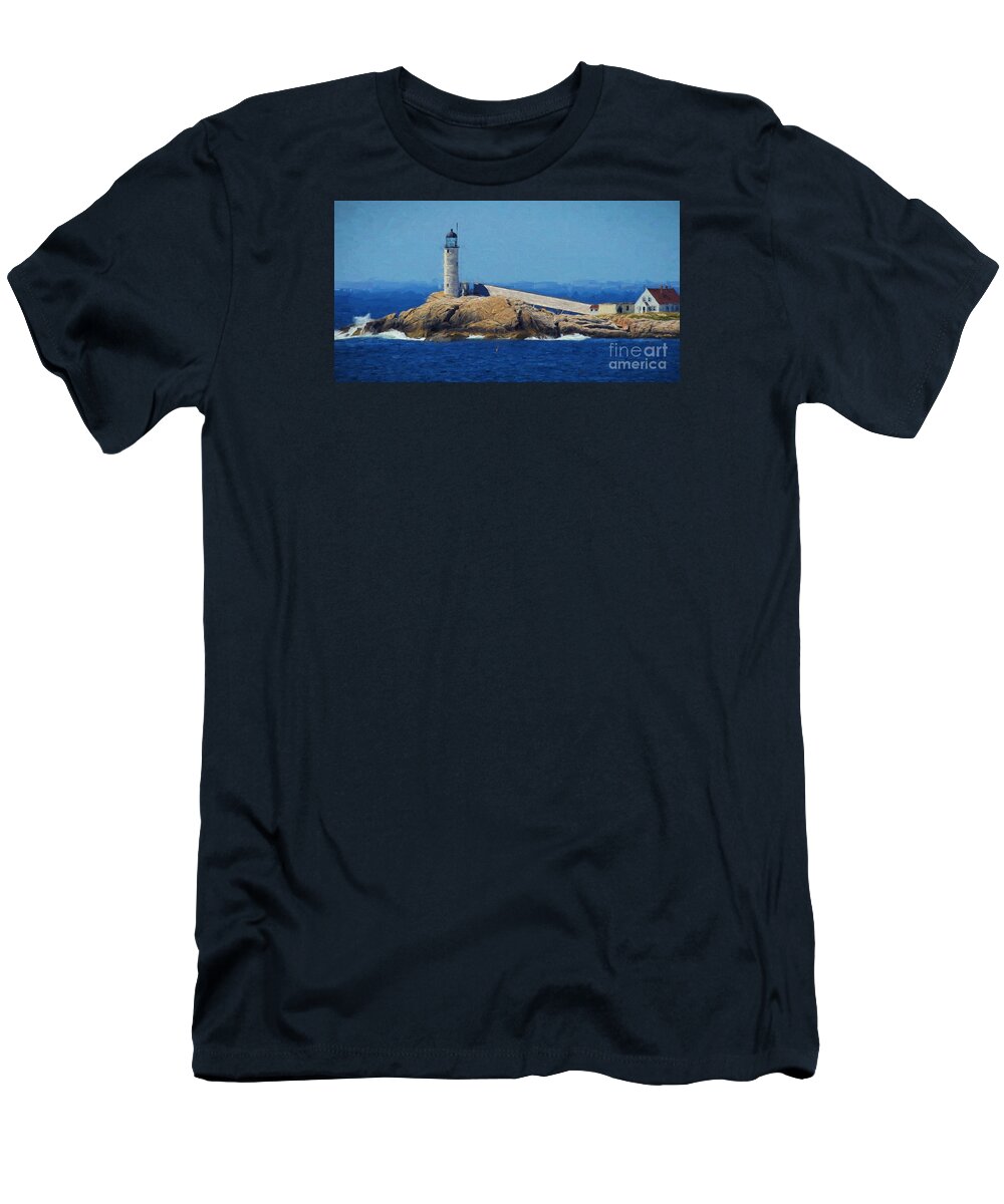 Lighthouse T-Shirt featuring the painting White Island Lighthouse by Mim White