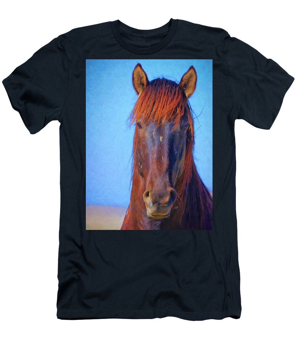 Stallion T-Shirt featuring the photograph Wild Stallion Portrait by Greg Norrell
