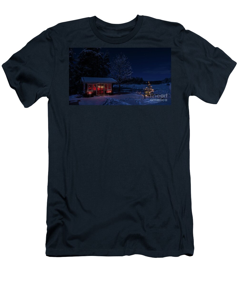 Christmas T-Shirt featuring the photograph Winter night by Torbjorn Swenelius