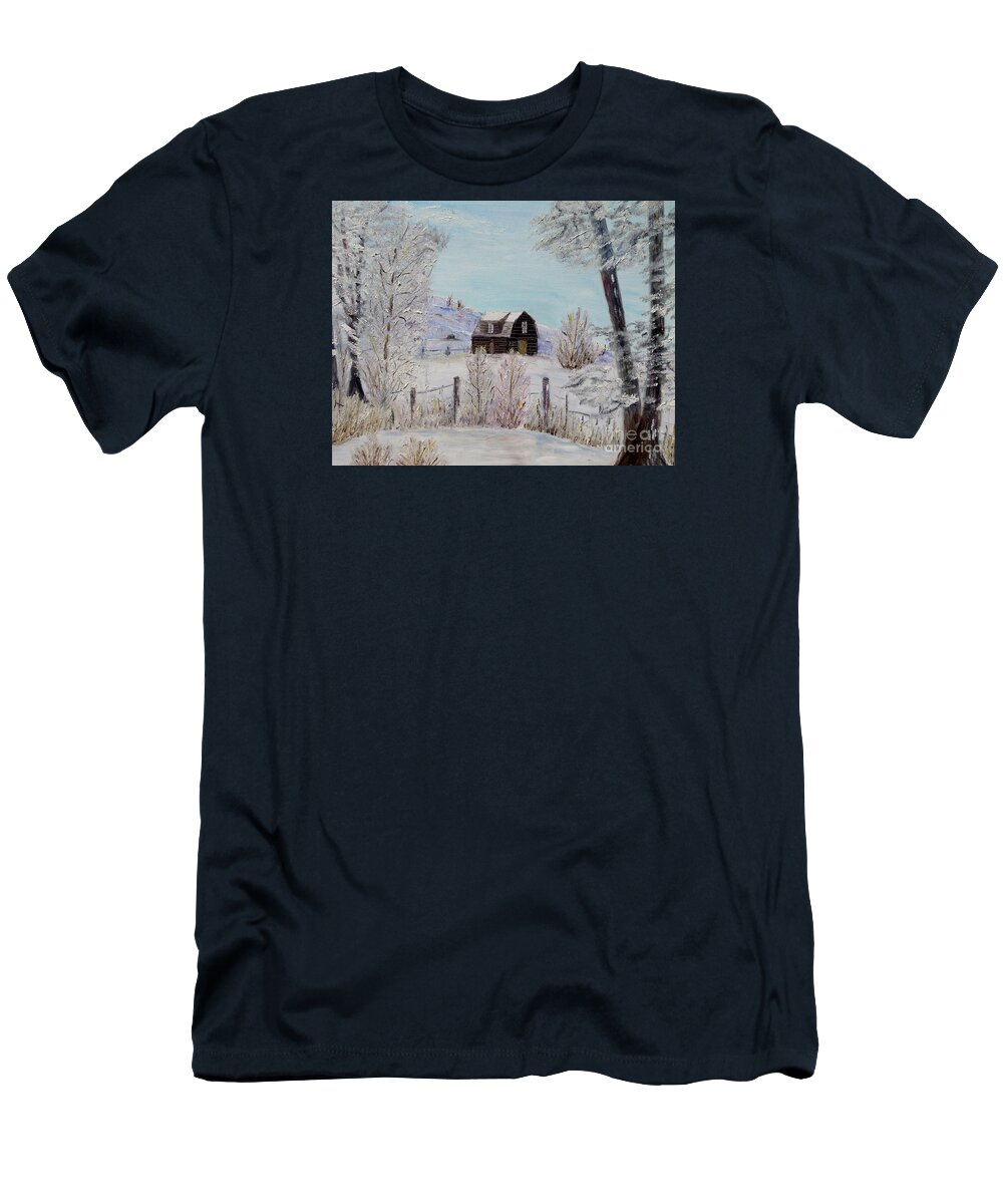 Winter T-Shirt featuring the painting Winter solace by Marilyn McNish