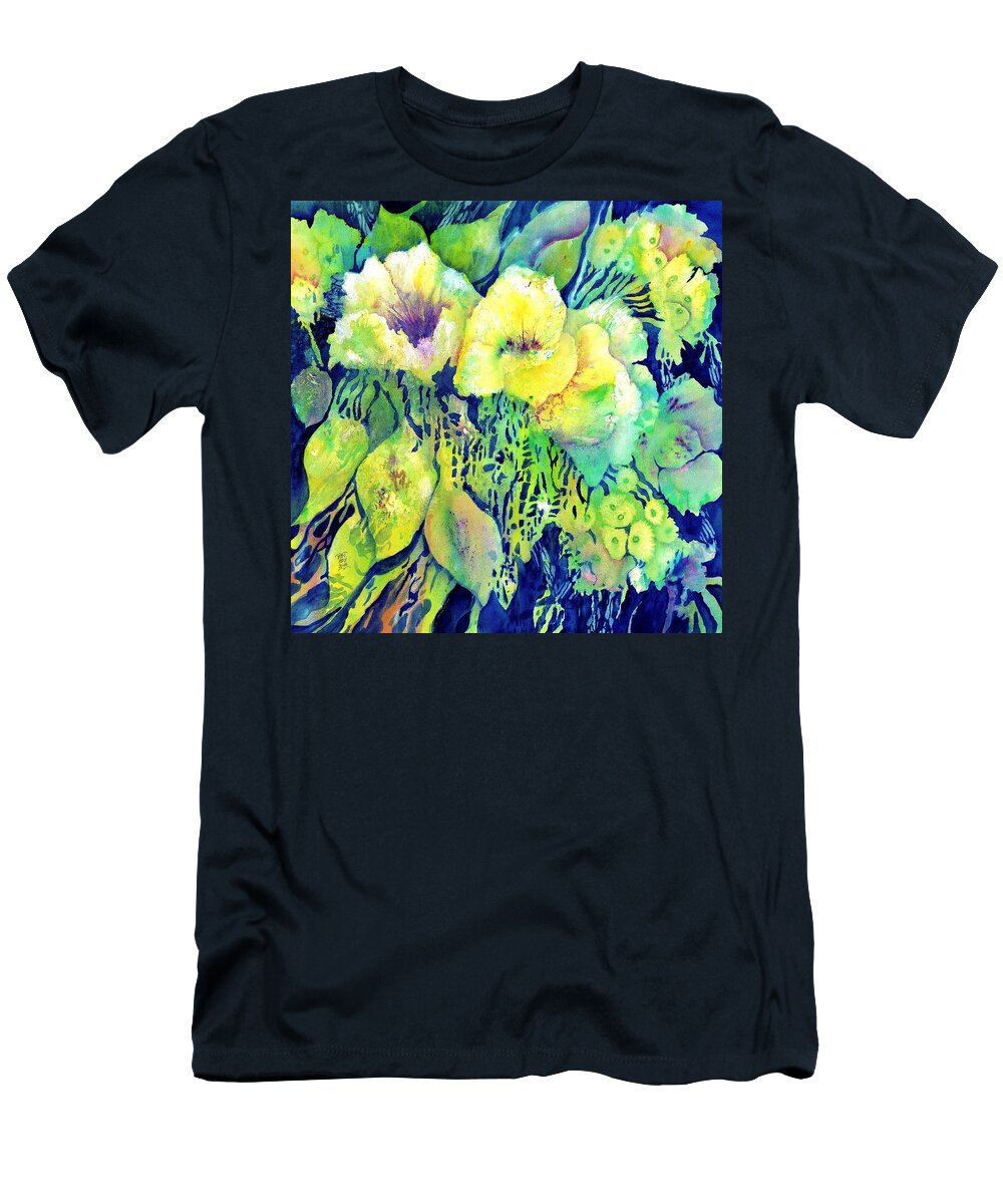 Abstract Flowers T-Shirt featuring the painting Yellow Flower Potpourri by Sabina Von Arx