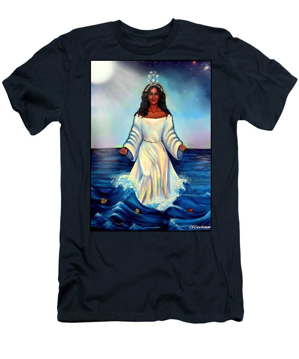 Yemaya T-Shirt featuring the digital art Yemaya- Mother of all Orishas by Carmen Cordova
