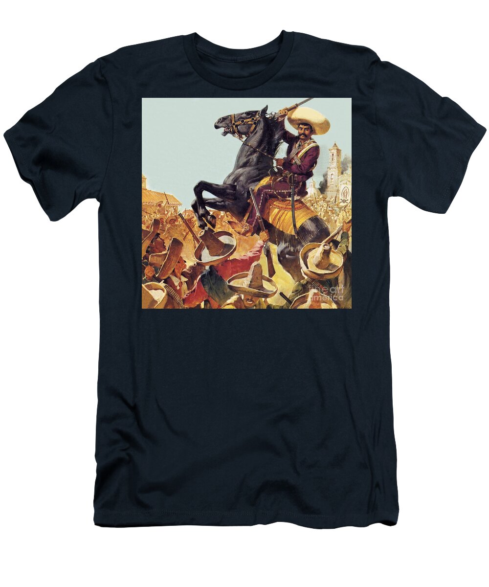 Emiliano Zapata T-Shirt featuring the painting Zapata The Bandit Who Ruled Mexico by James Edwin McConnell