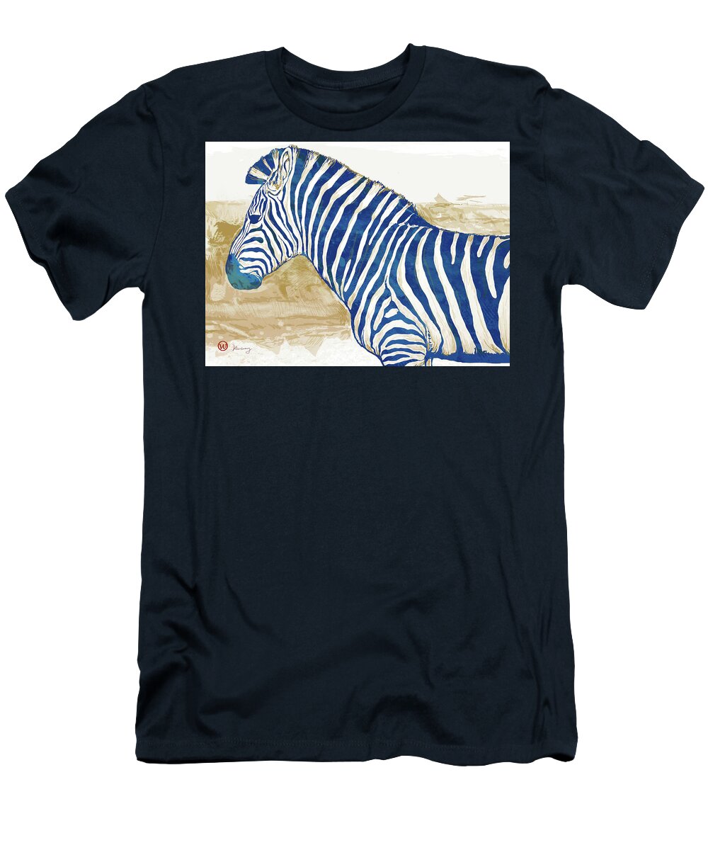 Zebras (/ˈzɛbrə/ Zeb-rə Or /ˈzi��brə/ Zee-brə)[1] Are Several Species Of African Equids (horse Family) United By Their Distinctive Black And White Stripes. Art Drawing Sharcoal.ketch Portrait T-Shirt featuring the mixed media Zebra - stylised pop art poster by Kim Wang