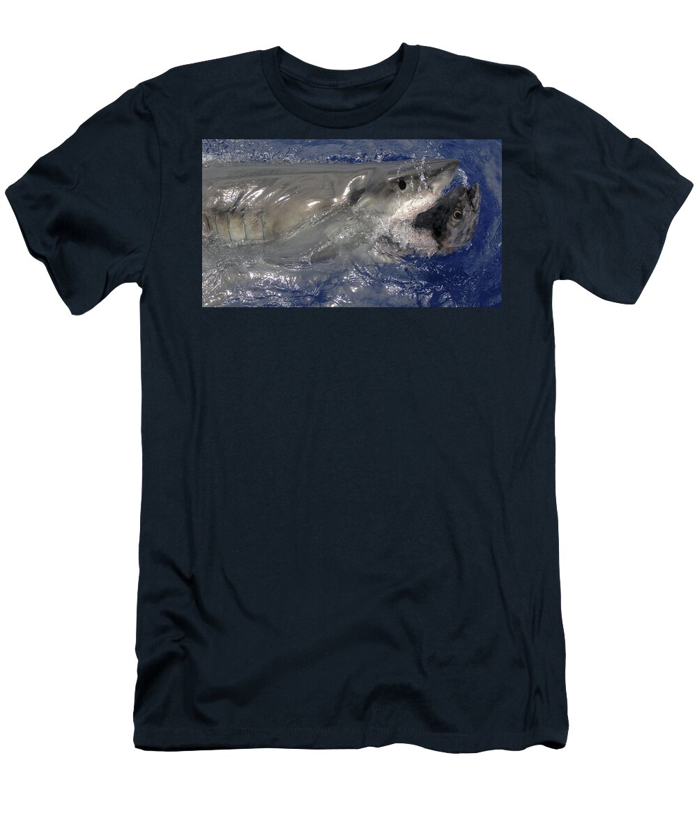 Great White Shark T-Shirt featuring the photograph Great White Shark #1 by David Shuler