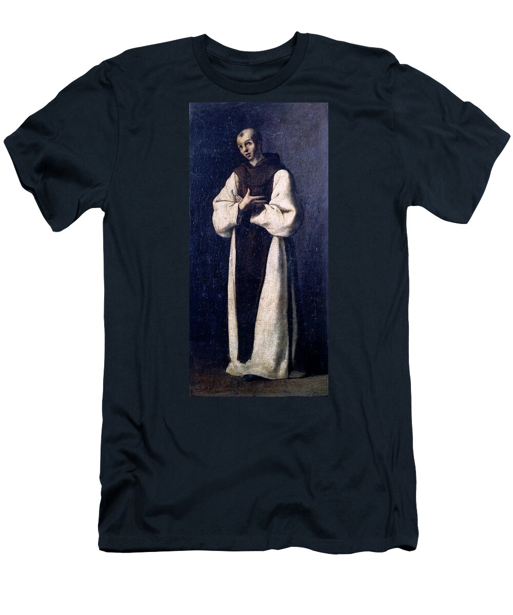 Francisco De Zurbaran T-Shirt featuring the painting Monasterio de Guadalupe. #1 by Francisco de Zurbaran -c 1598-1664-