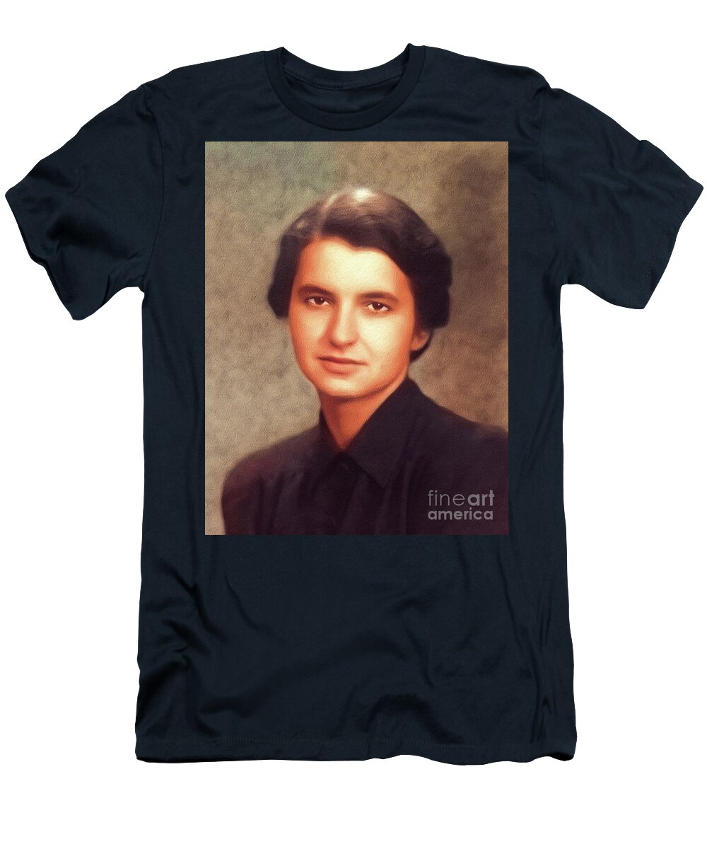 Rosalind T-Shirt featuring the painting Rosalind Franklin, Famous Scientist #1 by Esoterica Art Agency