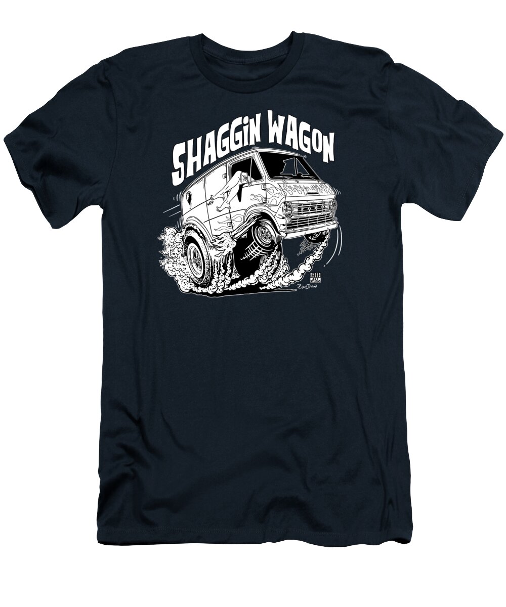 Hot Rod T-Shirt featuring the digital art Shaggin Wagon #2 by Ruben Duran