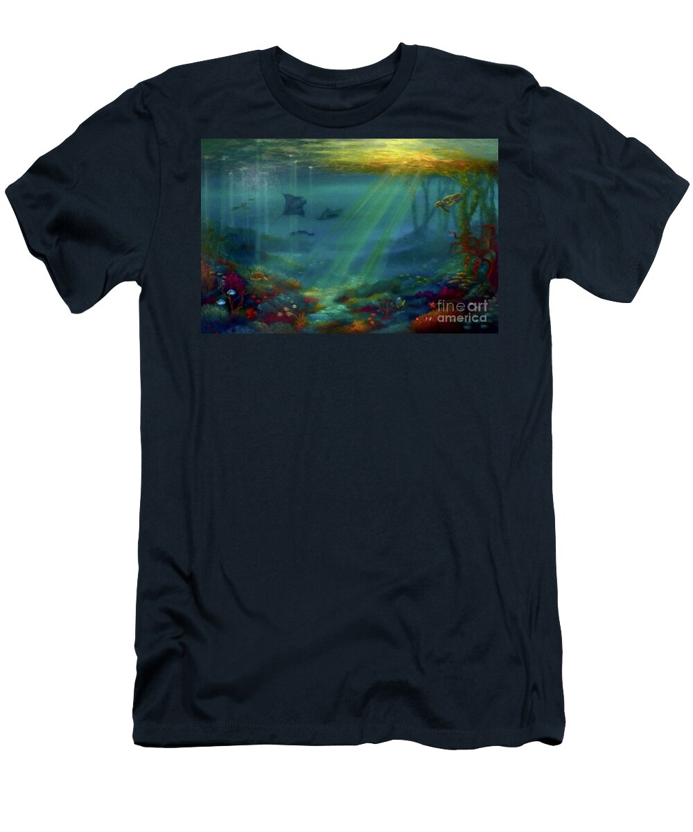 Tropical Rays T-Shirt featuring the painting Tropical Rays by Lee Campbell
