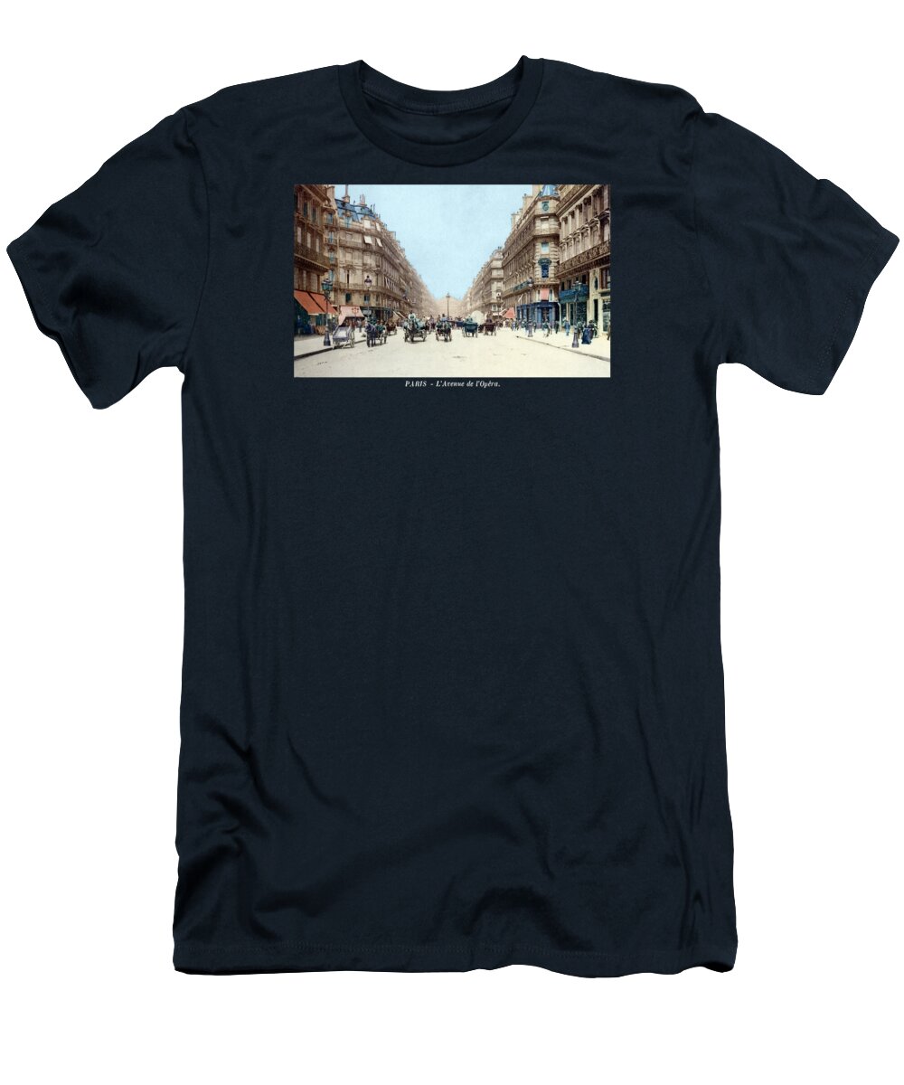 Paris T-Shirt featuring the painting 1910 The Avenue de l'Opera, Paris by Historic Image