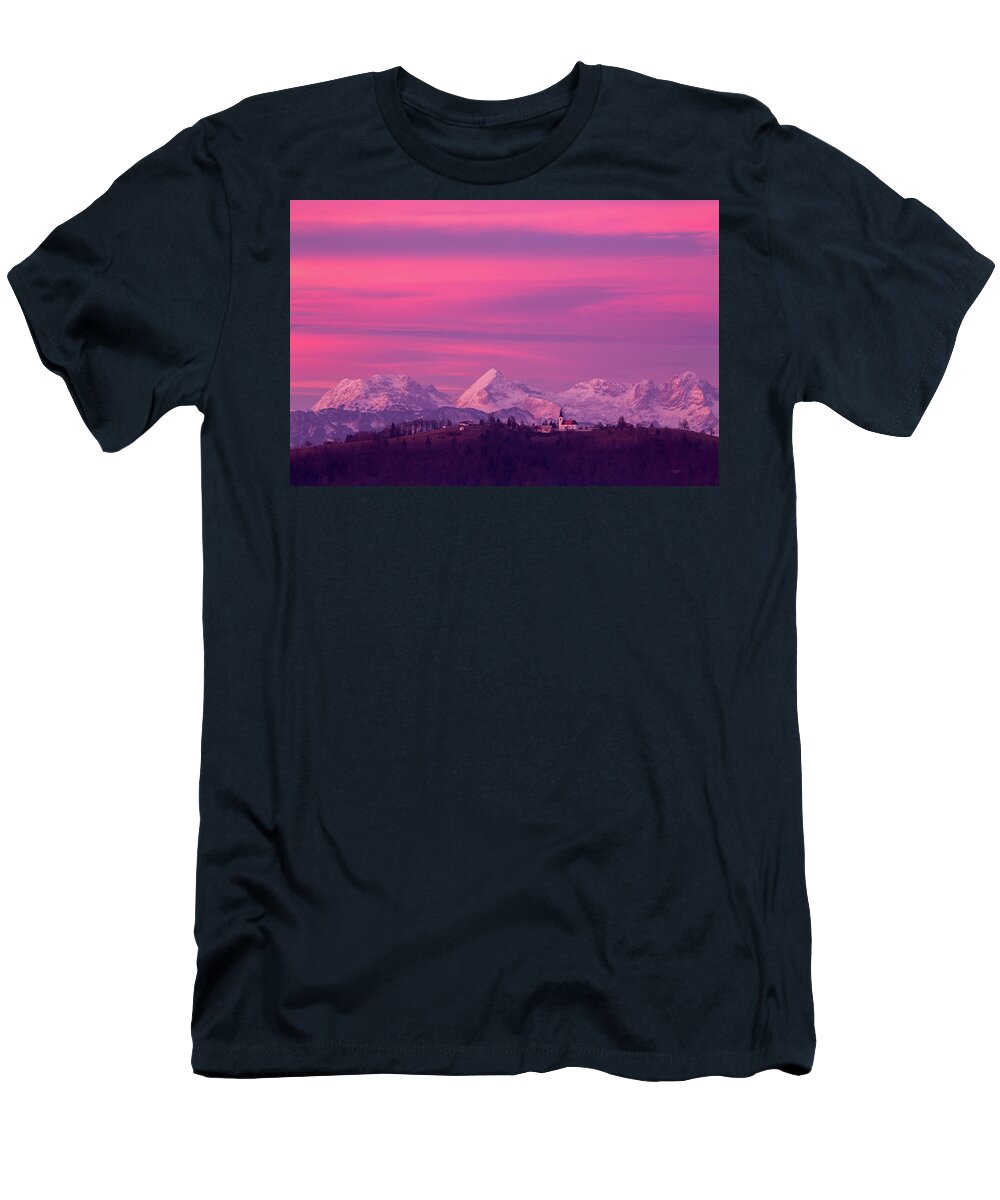 Church T-Shirt featuring the photograph Church of Saint Nicholas at sunset #2 by Ian Middleton