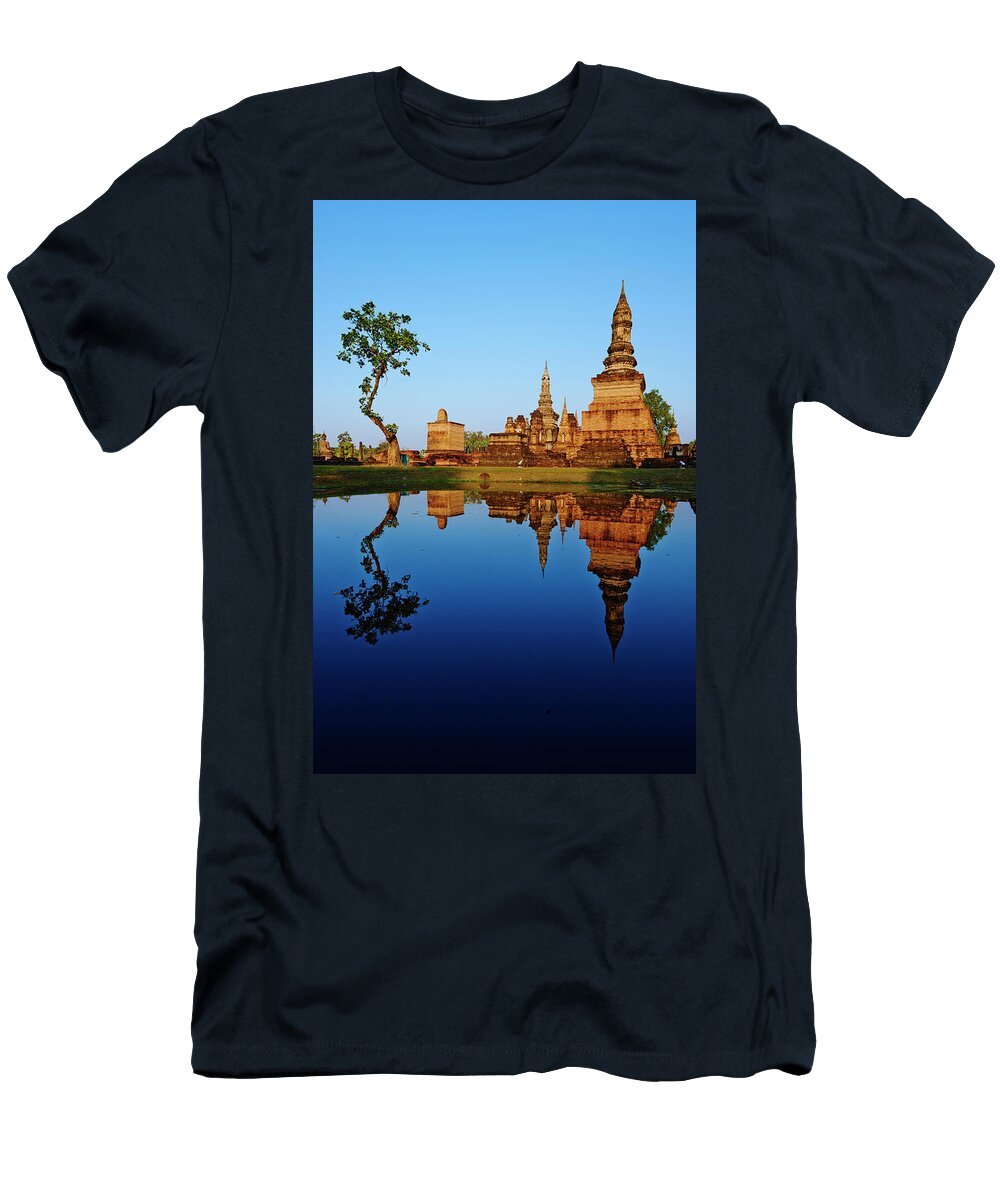 Estock T-Shirt featuring the digital art Sukhothai Historical Park, Thailand #2 by Bruno Morandi