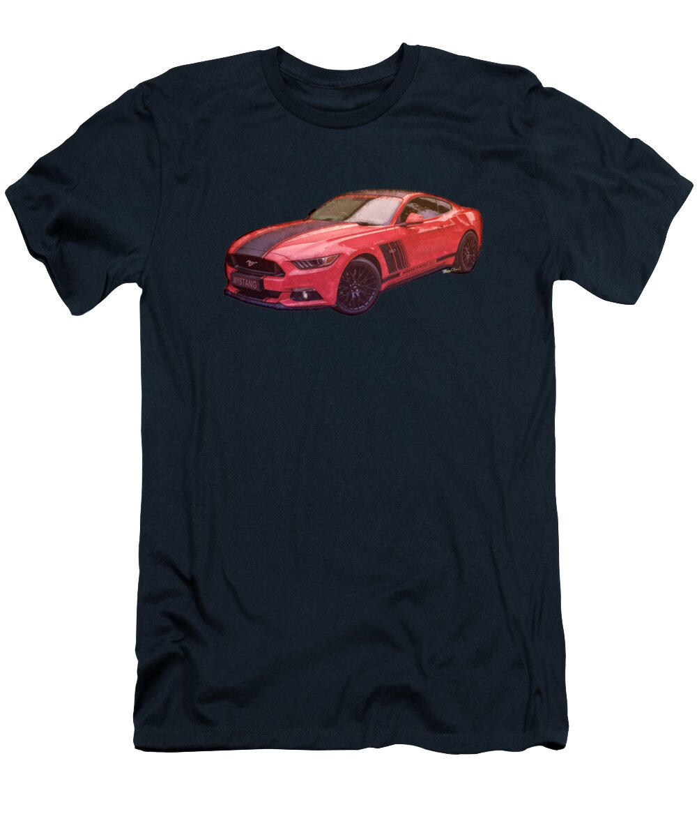 2019 T-Shirt featuring the digital art 2019 Ford Mustang GT 5.0 Watercolor by Chas Sinklier