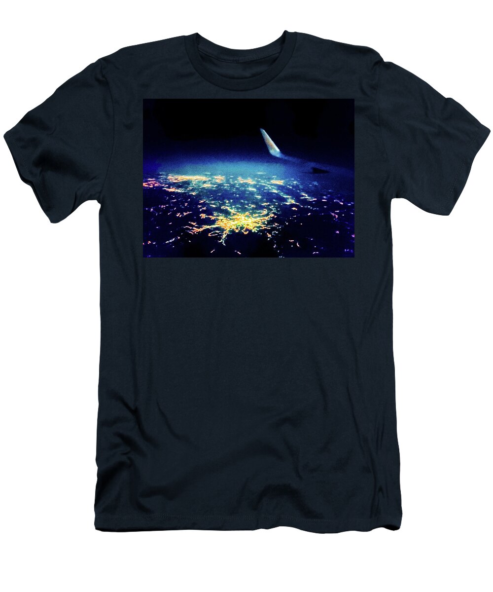 City T-Shirt featuring the photograph A city in Serbia seen from a plane by Chirila Corina