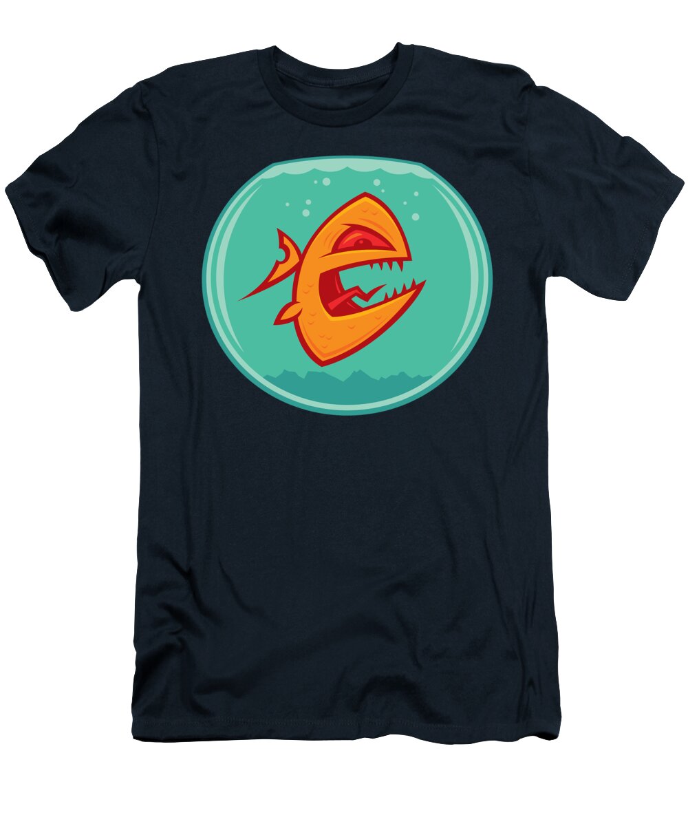 Anger T-Shirt featuring the digital art Angry Goldfish by John Schwegel