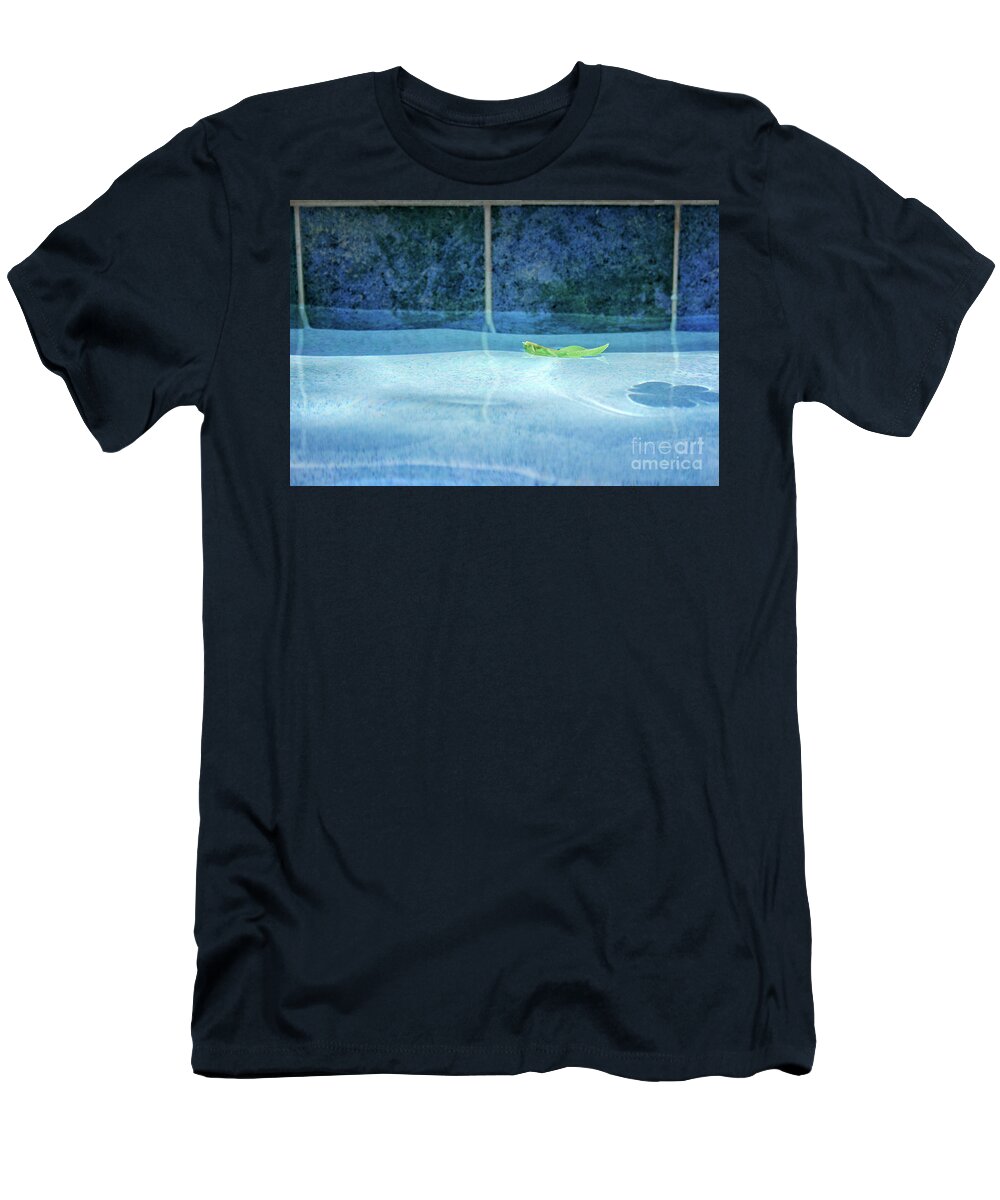 Aqua Agua T-Shirt featuring the photograph Aqua Agua and Leaf by Karen Adams