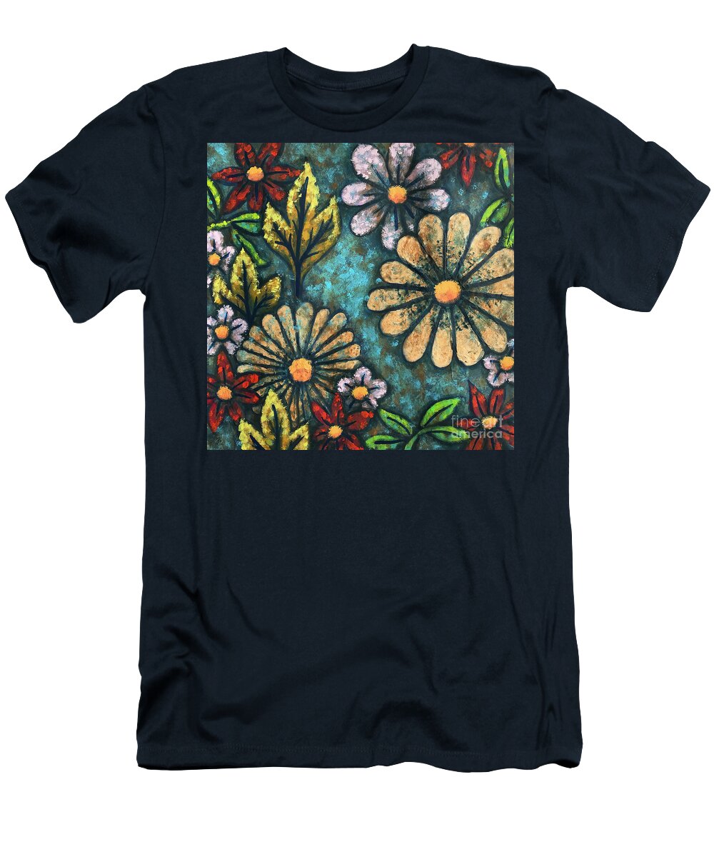 Flower T-Shirt featuring the painting Blue Mood 1 by Amy E Fraser