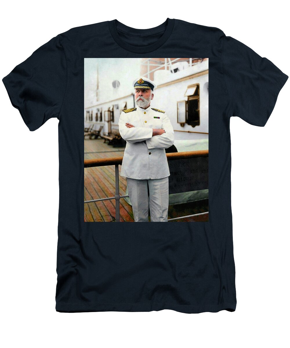 Titanic T-Shirt featuring the photograph Captain E.J. Smith. Captain of the RMS Titanic by Doc Braham
