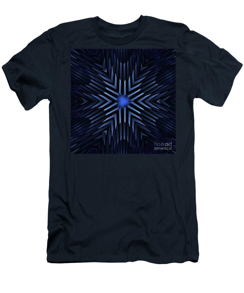 Blue T-Shirt featuring the digital art Chevrons by John Edwards