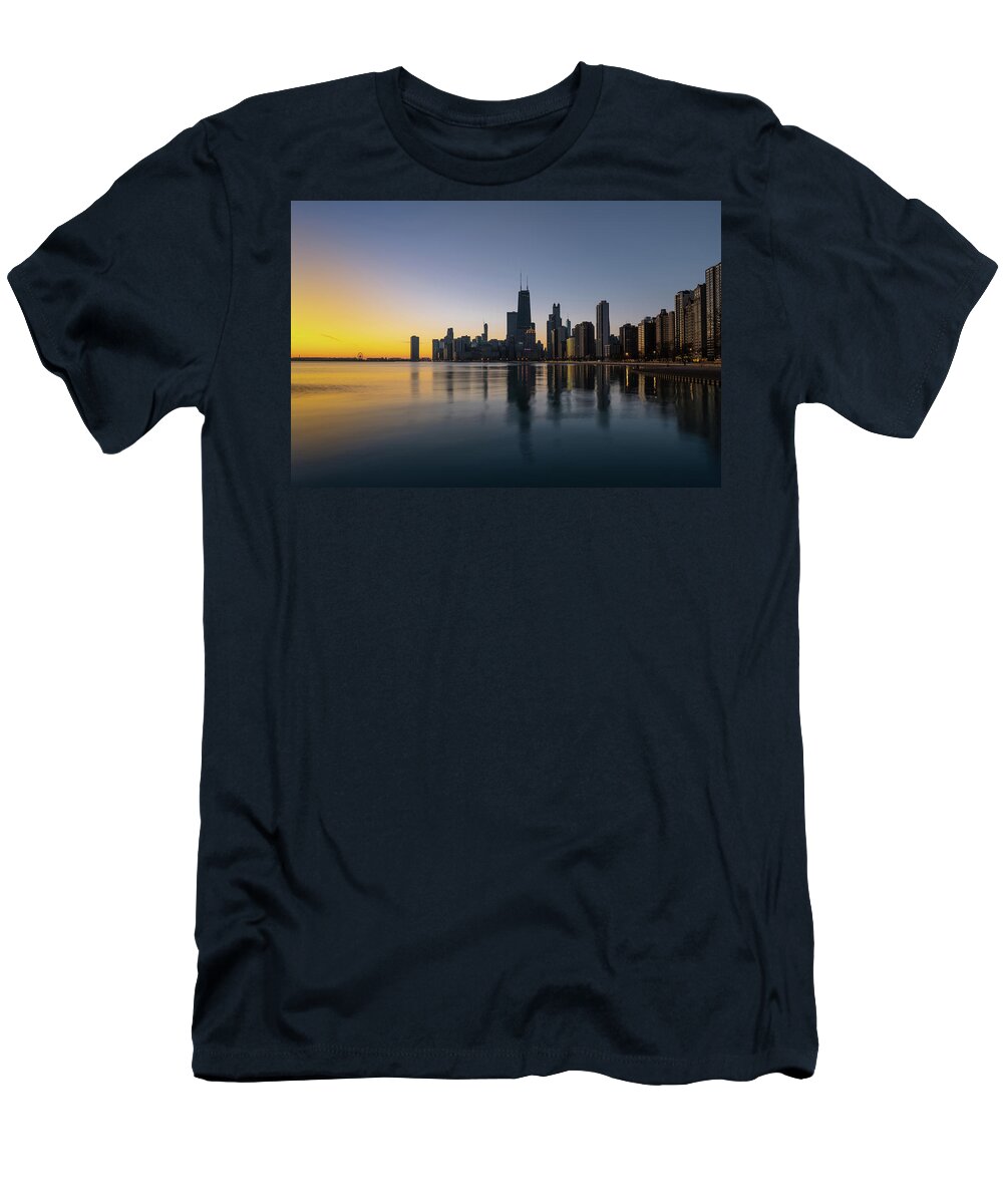 Chicago T-Shirt featuring the photograph Chicago Lakefront Dawn by Steve Gadomski