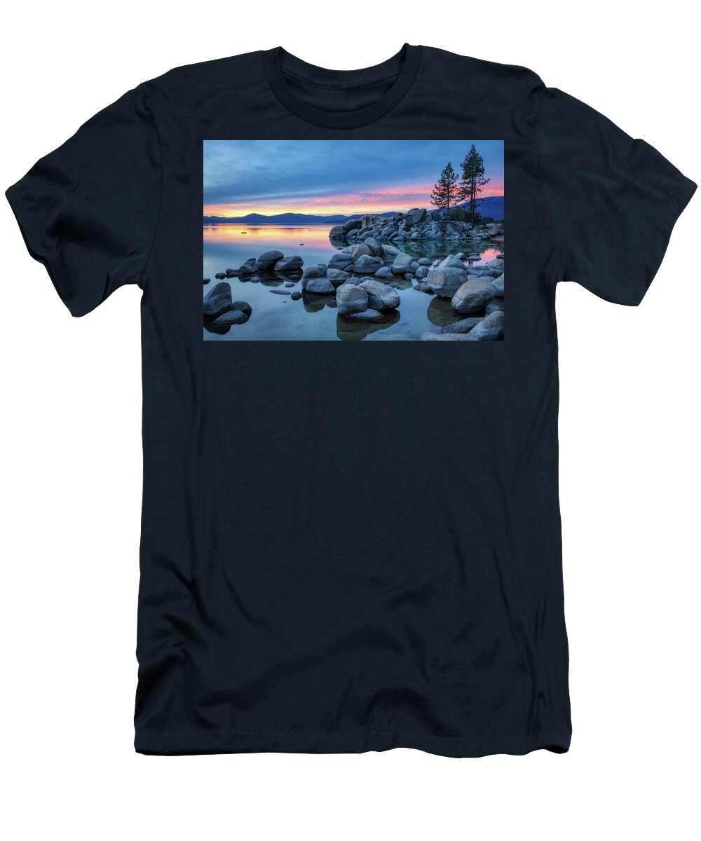 Beach T-Shirt featuring the photograph Colorful Sunset at Sand Harbor by Andy Konieczny