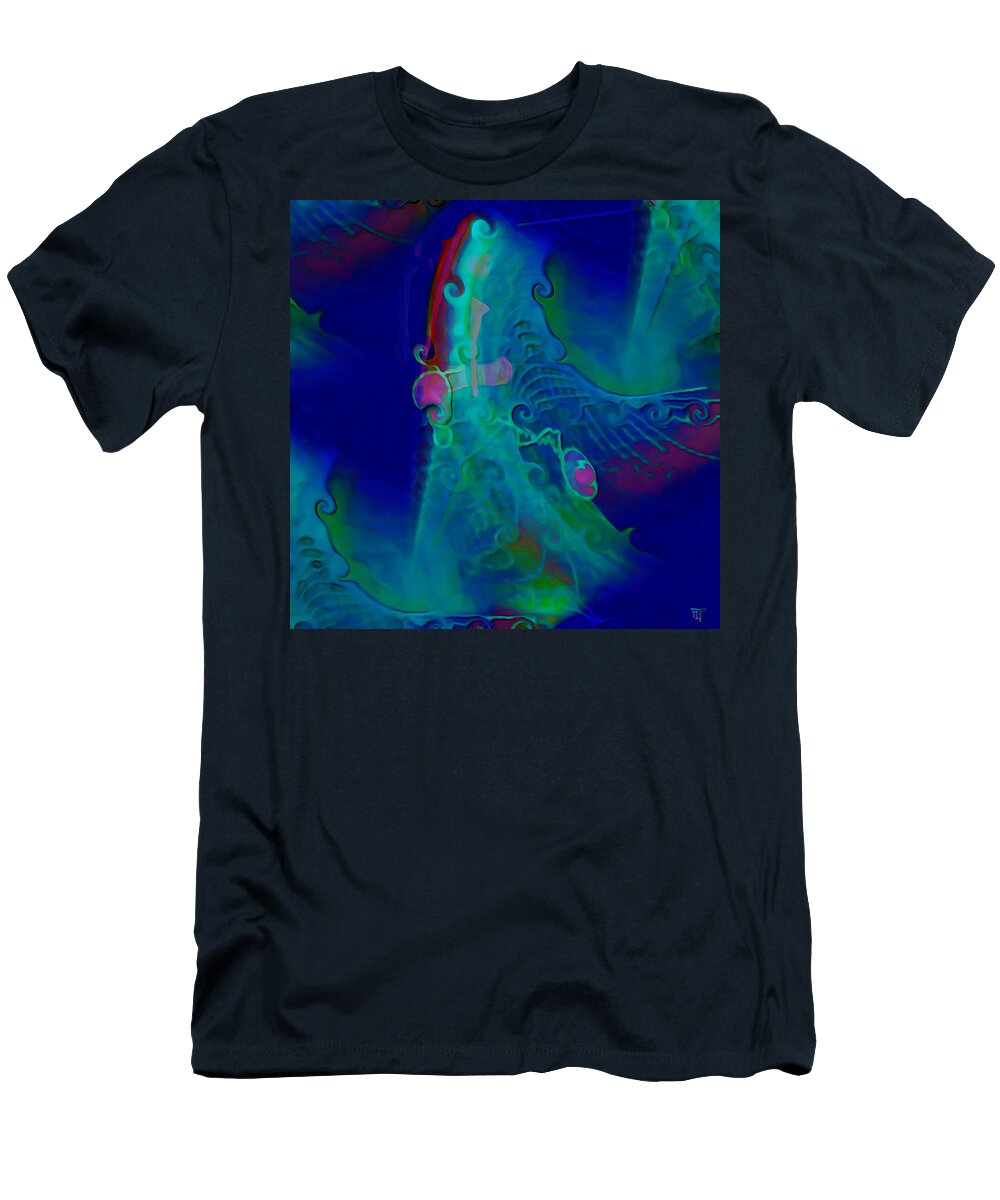 Colorful T-Shirt featuring the painting Cursive by Fli Art