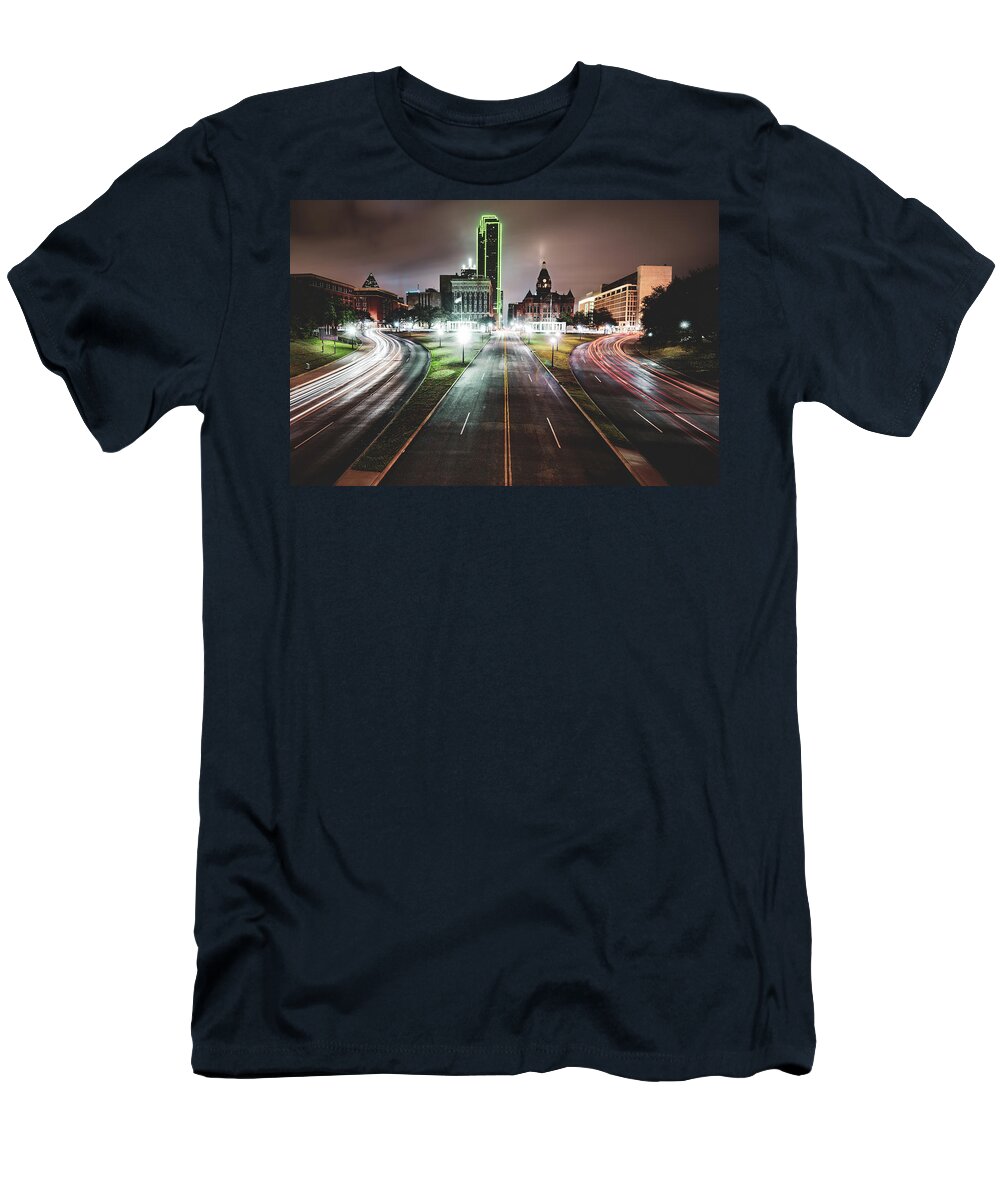 America T-Shirt featuring the photograph Dealey Plaza Skyline - Dallas Texas by Gregory Ballos