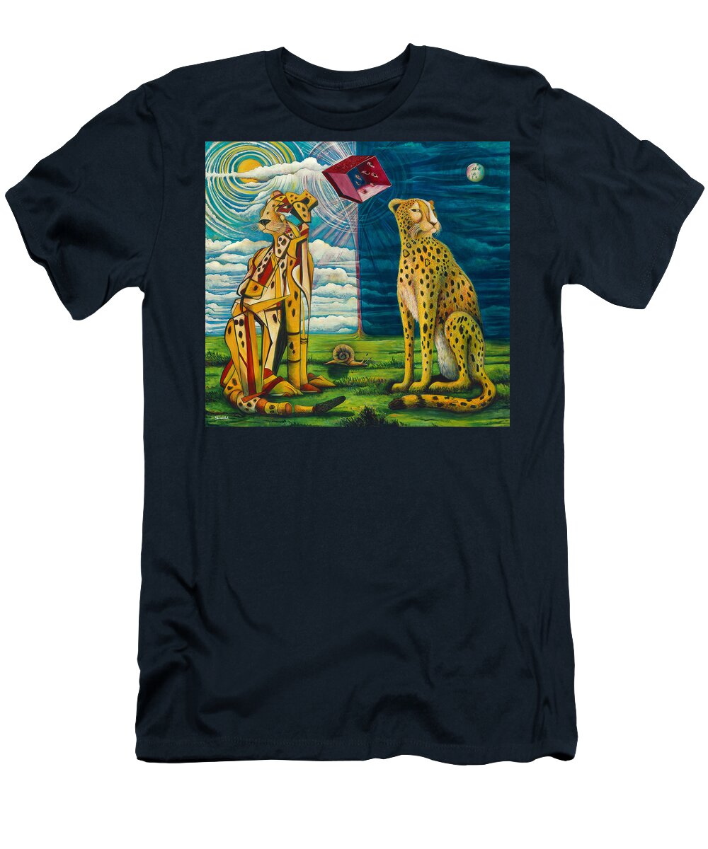 Cheetahs T-Shirt featuring the painting Double Whammy by Yom Tov Blumenthal
