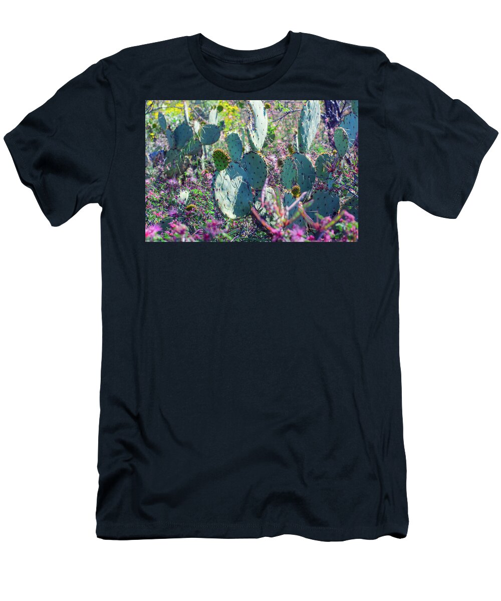 Wildflowers T-Shirt featuring the photograph Fairydusters and Prickly Pears by Melisa Elliott